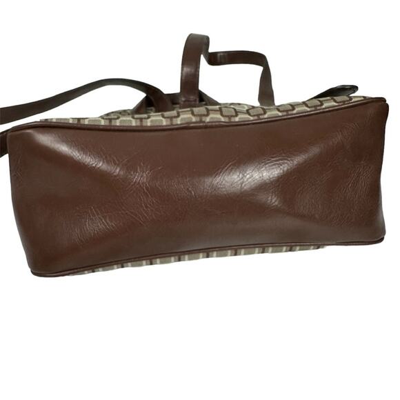 Nine West Y2K Era Brown Geometric Print Canvas Backpack Travel School Work - Picture 5 of 11